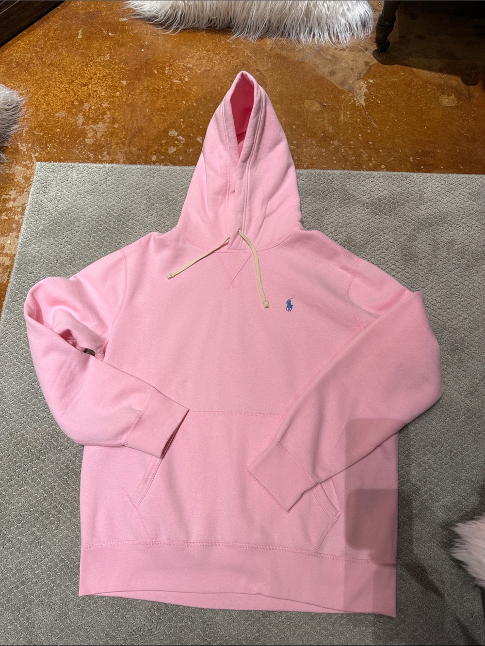 Polo by Ralph Lauren Pink Pullover Hoodie with Blue Pony - Picture 2 of 6